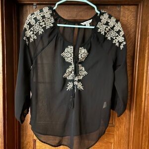 American eagle embroidered chiffon blouse